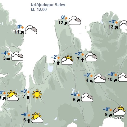 Ört vaxandi norðanátt um miðnætti