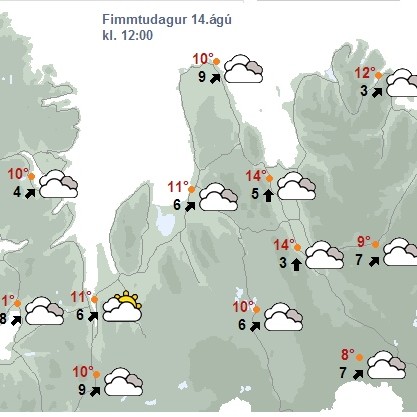 Spáð kólnandi veðri