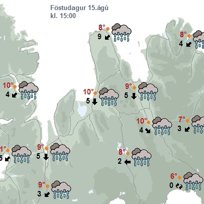 Spáir rigningu eftir hádegi