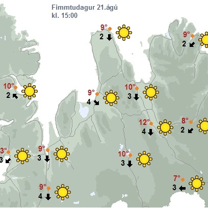 Bjart yfir Norðurlandi vestra í dag