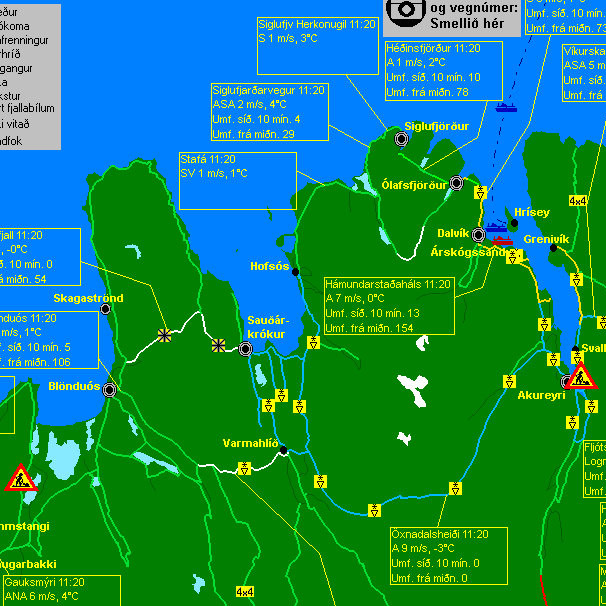 Vefur Vegagerðarinnar klukkan 11:20 í dag, laugardaginn 29. október.