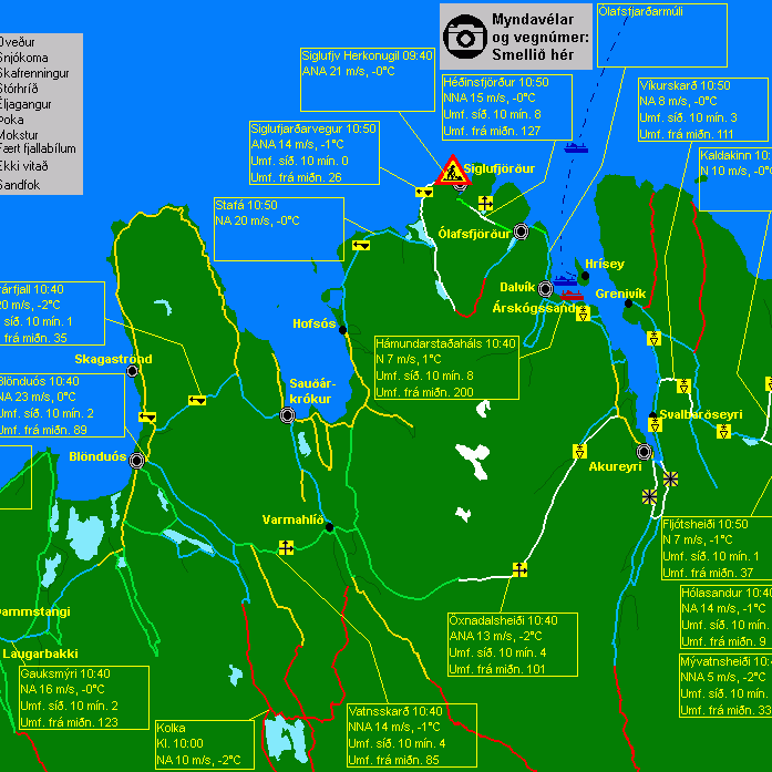 Færð á vegum Norðanlands, fimmtudaginn 17. desember kl. 10:51. Mynd/Vegagerðin.