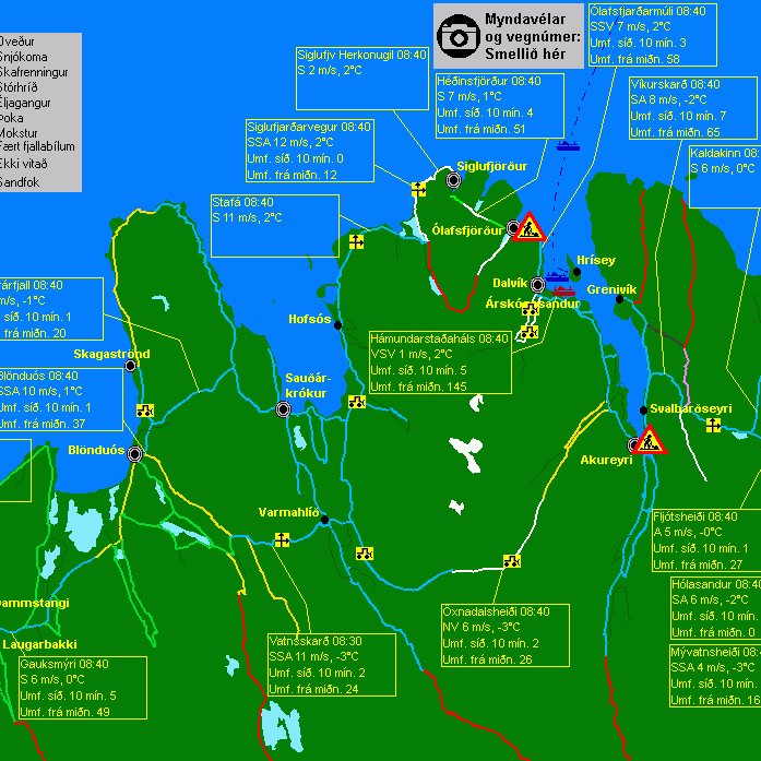 Þæfingsfærð á Þverárfjallsvegi og Siglufjarðarvegi