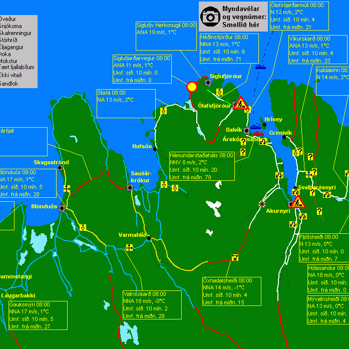 Ófært á Þverárfjalli og Öxnadalsheiði