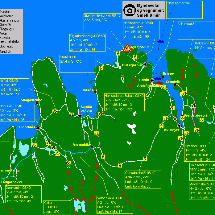 Færð á vegum að morgni fimmtudags, 14. janúar 2016. Mynd/Vegagerðin.is.