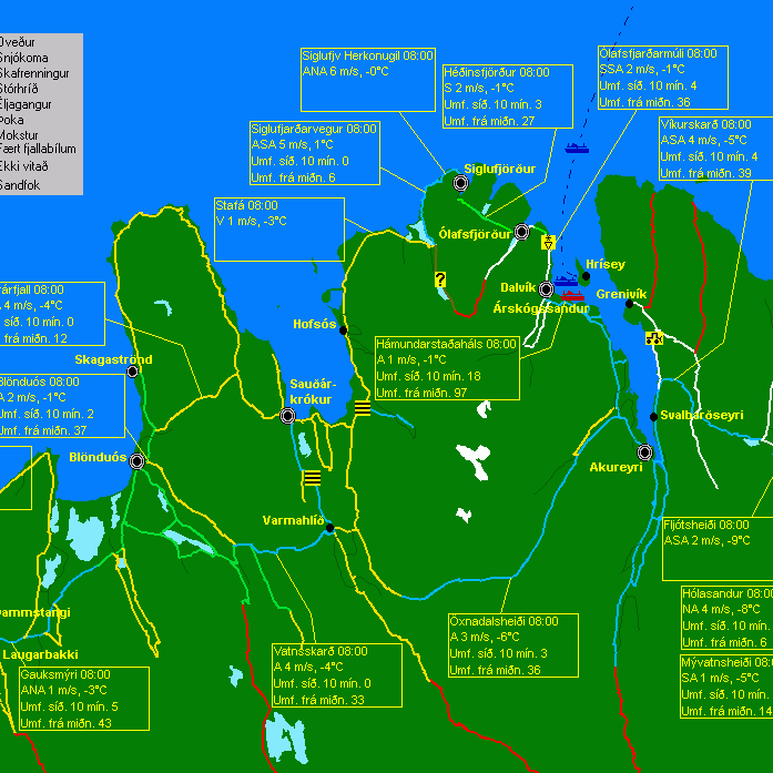 Þoka sumstaðar á Norðurlandi vestra