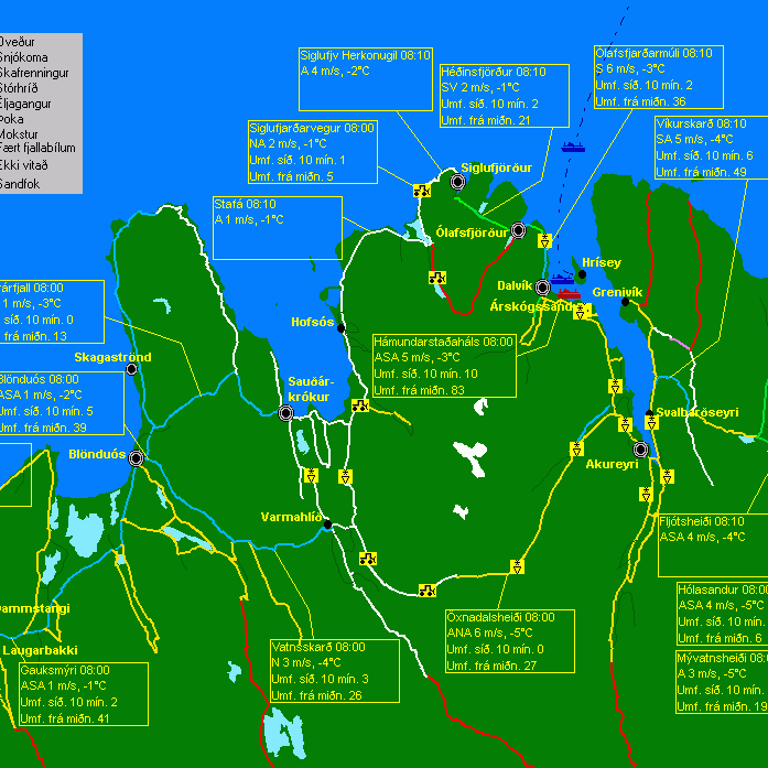 Hálka eða snjóþekja á flestum vegum