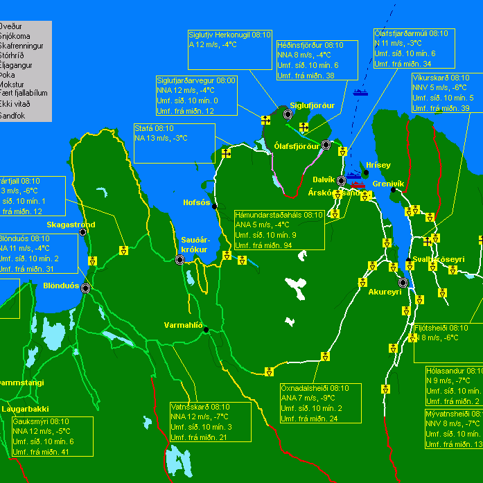 Hvessir með kvöldinu