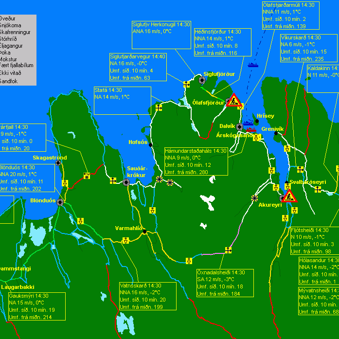 Ófært á Þverárfjallsvegi