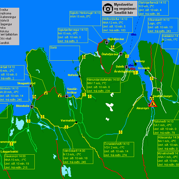 Ófært er á Þverárfjalli og Siglufjarðarvegi