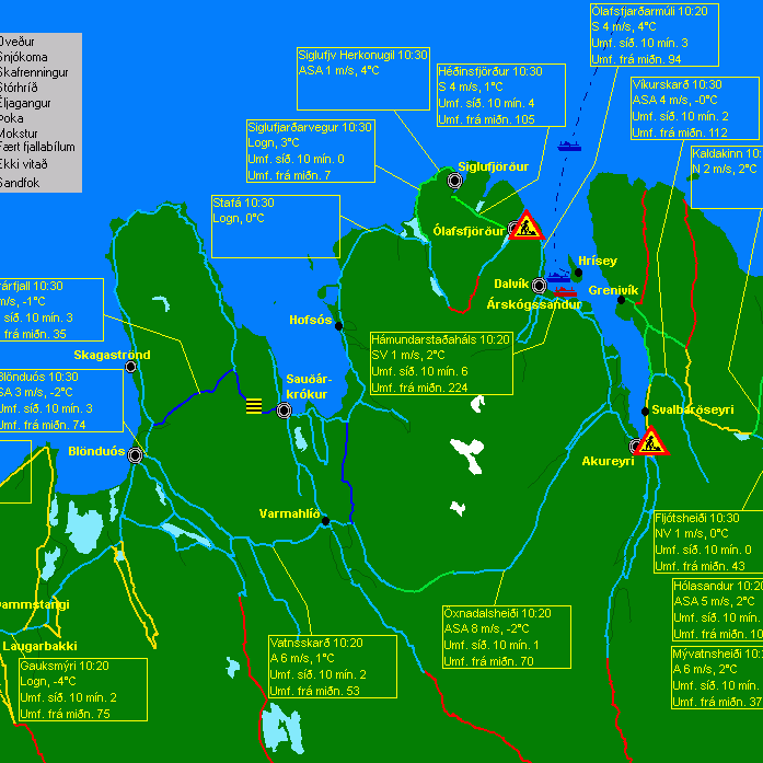 Flughálka á Þverárfjallsvegi og Útblönduhlíð
