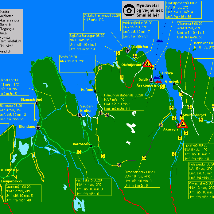 Hvassast og él úti við sjóinn