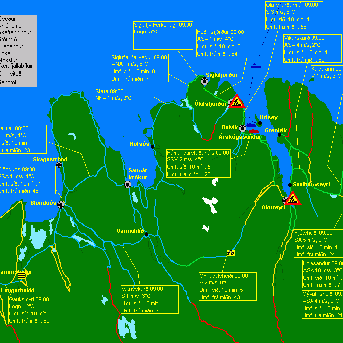 Hálka eða hálkublettir á vegum
