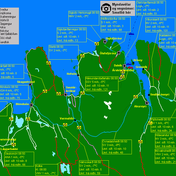 Færð á vegum að morgni 22. febrúar 2016. Mynd/ Vegagerðin.