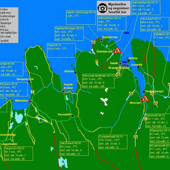 Hálka eða hálkublettir víða á vegum