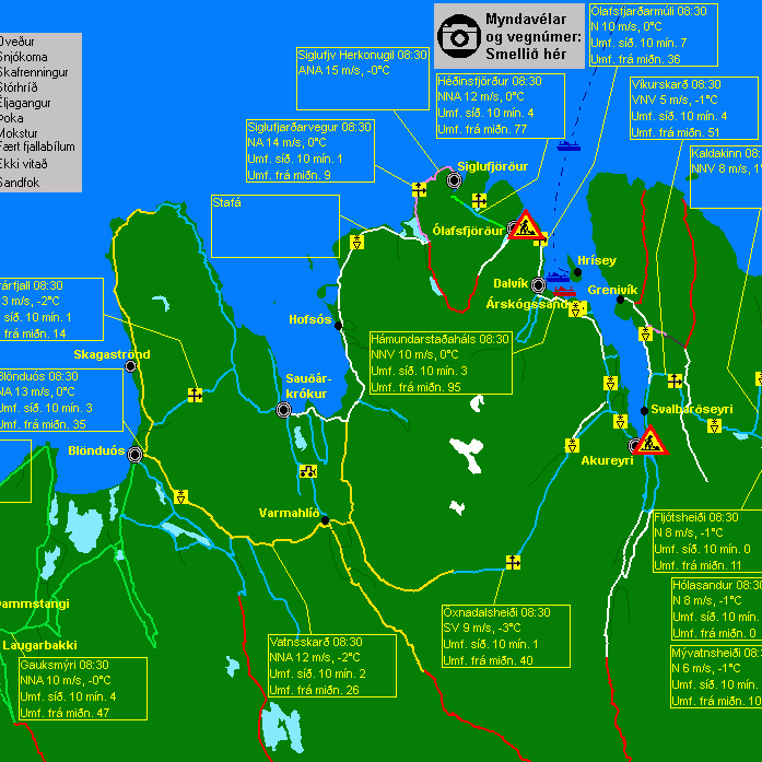 Hálka og skafrenningur á Þverárfjalli