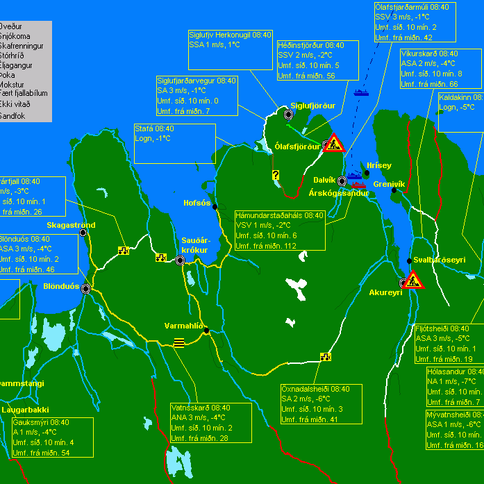 Hálka á flestum vegum