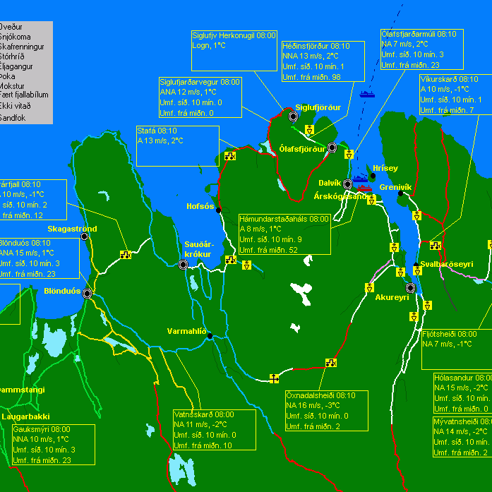 Mokstur hafinn á Siglufjarðarvegi og yfir Öxnadalsheiði
