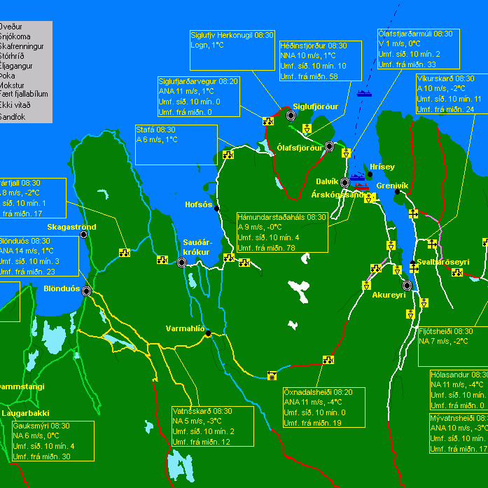 Ófært á Öxnadalsheiði og frá Ketilási í Siglufjörð