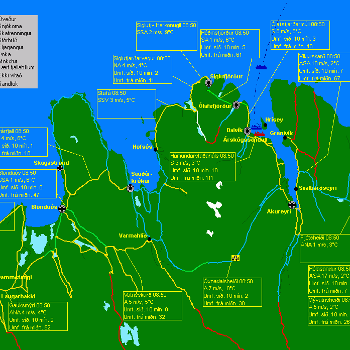 Flughált í Hrútafirði og að Laugarbakka
