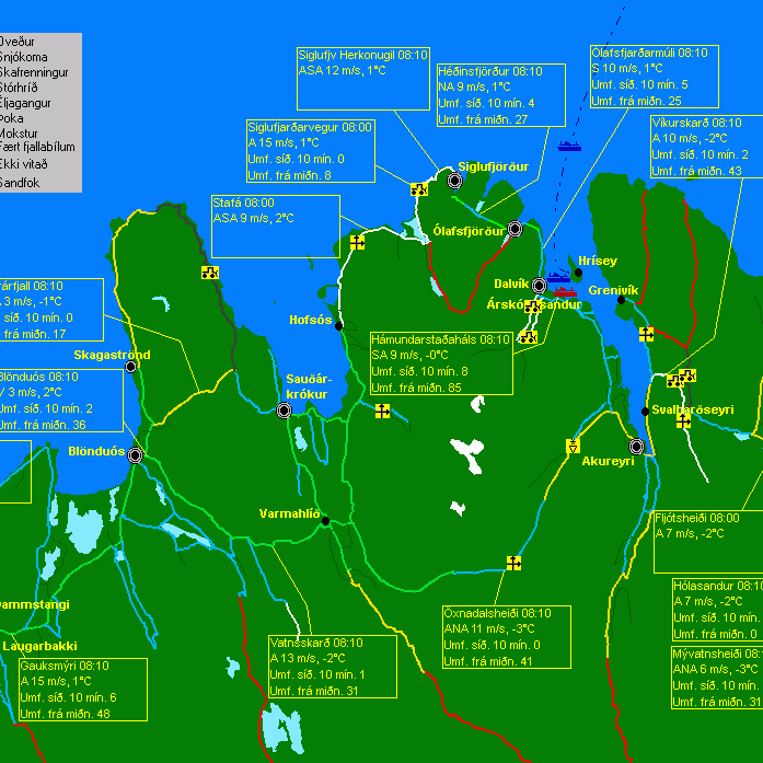 Aðalleiðir að mestu auðar