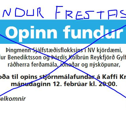 Fresta opnum stjórnmálafundi