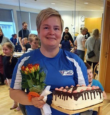 Þorgerður á uppskeruhátíð sunddeildarinnar. Mynd: SHV