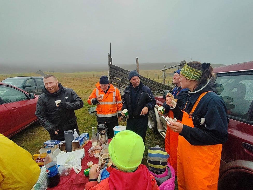 Farið yfir málin. Frávinstri Egill og Bjarni á Hvalnesi, Friggi Steins í Hvammi, Steini á Hrauni og Þorgerður Betína Friðriksdóttir. MYNDIR: GUNNAR RÖGNVALDSSON