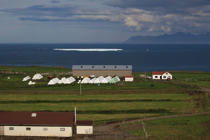 Ísjakinn er skammt frá landi. Mynd með frétt á www.mbl.is