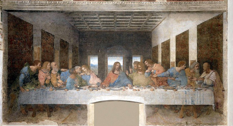 Síðasta kvöldmáltíðin hefur verið listarmönnum mjög hugleikið viðfangsefni í gegnum aldirnar. Veggmynd Leonardo da Vinci (1452-1519) í Mílanó á Ítalíu er sjálfsagt þekktust þeirra. Mynd af WikiPedia