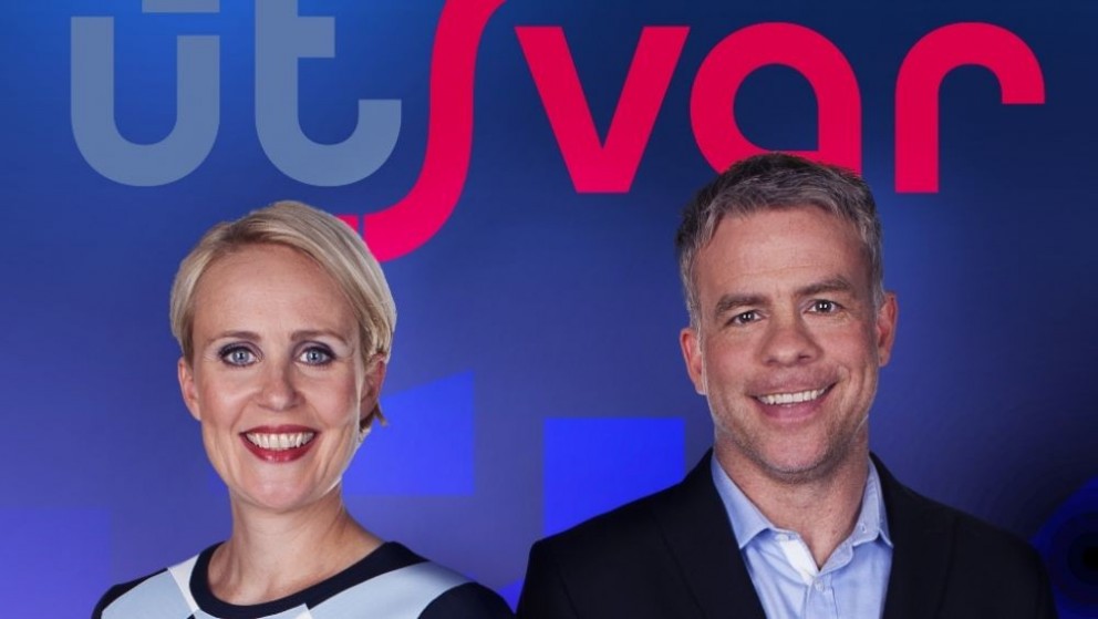 Þóra Arnórsdóttir og Sigmar Guðmundsson stjórna spurningaþættinum Útsvar í Ríkissjónvarpinu.