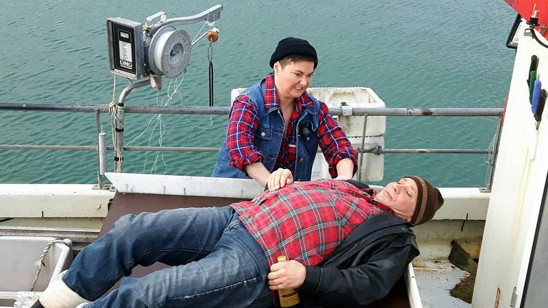 Sæunn Hrönn Jóhannesdóttir og Sigmundur Jóhannesson í gervum sínum í Pungum og pelastikki. Aðsend mynd.