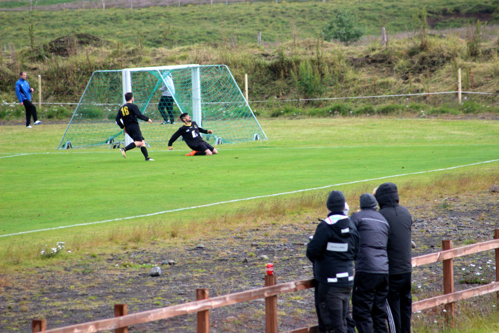 Dani fagnar markar heimamanna. Mynd: LAM