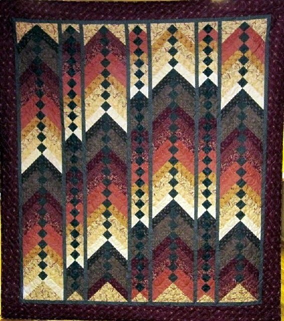 Bútasaumsteppi sem Jóhanna saumaði árið 2012 og gaf í sjötugsafmælisgjöf. Myndir úr einkasafni.