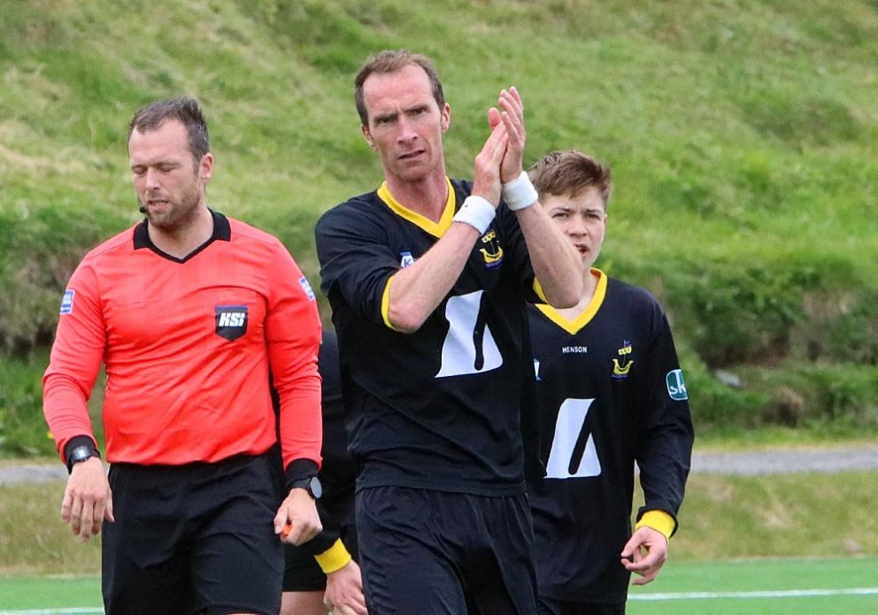 Bjarki Már með liði Kormáks/Hvatar á Sauðárkróksvelli fyrr í sumar. MYND: ÓAB