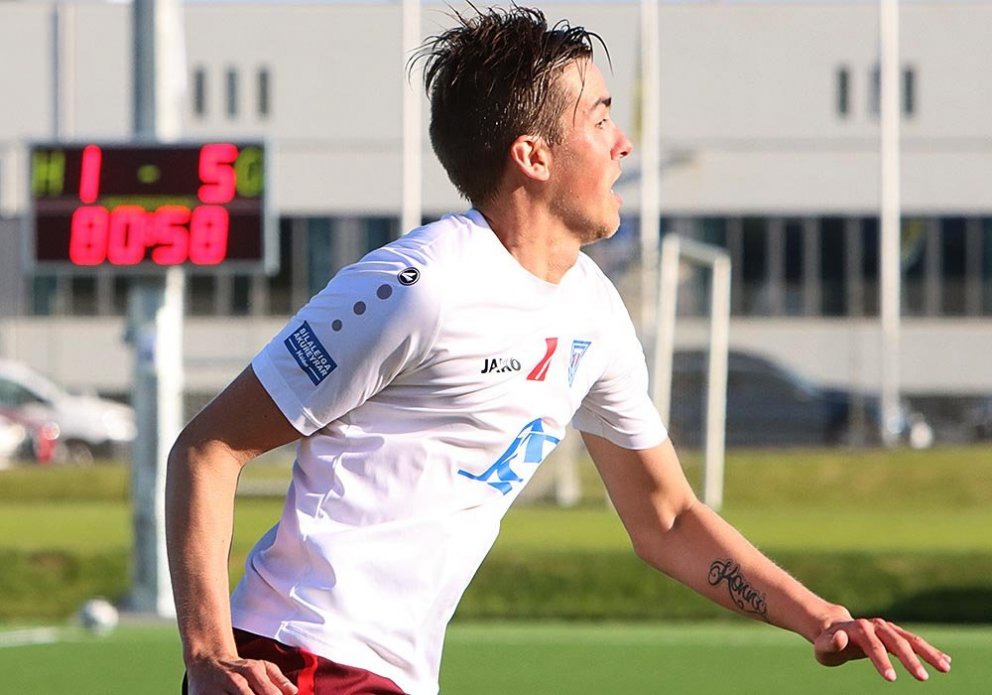 Konni átti ágætan leik þrátt fyrir þungt tap í dag. MYND: ÓAB