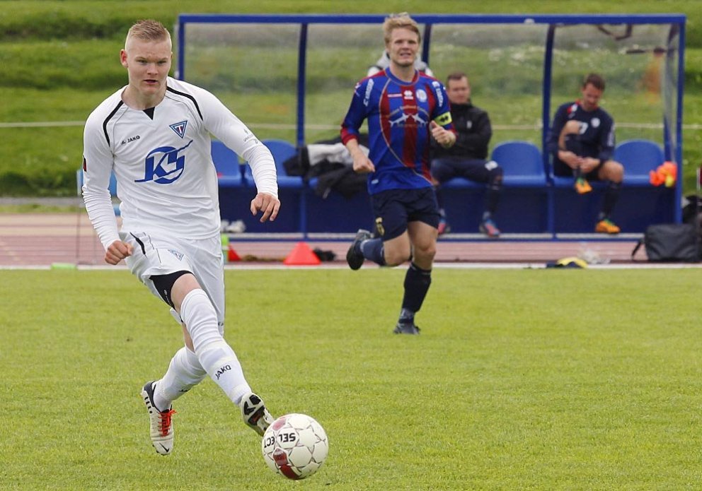 Loftur Páll í leik með Tindastól sumarið 2013. Andstæðingurinn lið Leiknis Reykjavík. MYND: ÓAB