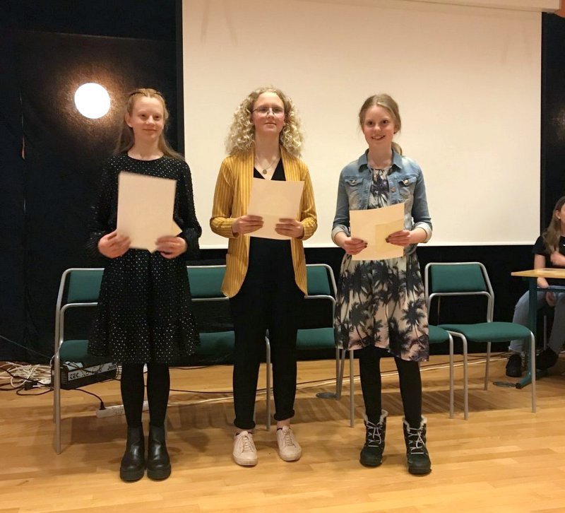 Verðlaunahafarnir Bríet Bergdís Stefánsdóttir, Ingunn Marín Bergland Ingvarsdóttir og Lilja Dögun Lúðvíksdóttir. Mynd: Árskóli.is.