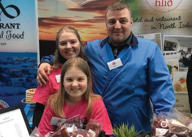 Þröstur, Kolbrún Birna Jökulrós og Hallgerður Harpa Vetrarrós á Local Food Festival í
Hofi á Akureyri. MYNDIR AÐSENDAR