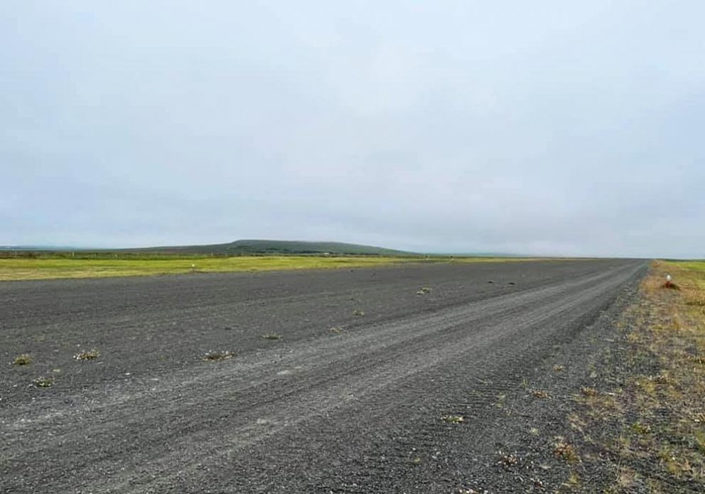 Frá Blönduósflugvelli sem, eins og sést, er án bundins slitlags. MYND AF FACEBOOK-SÍÐU BJARNA