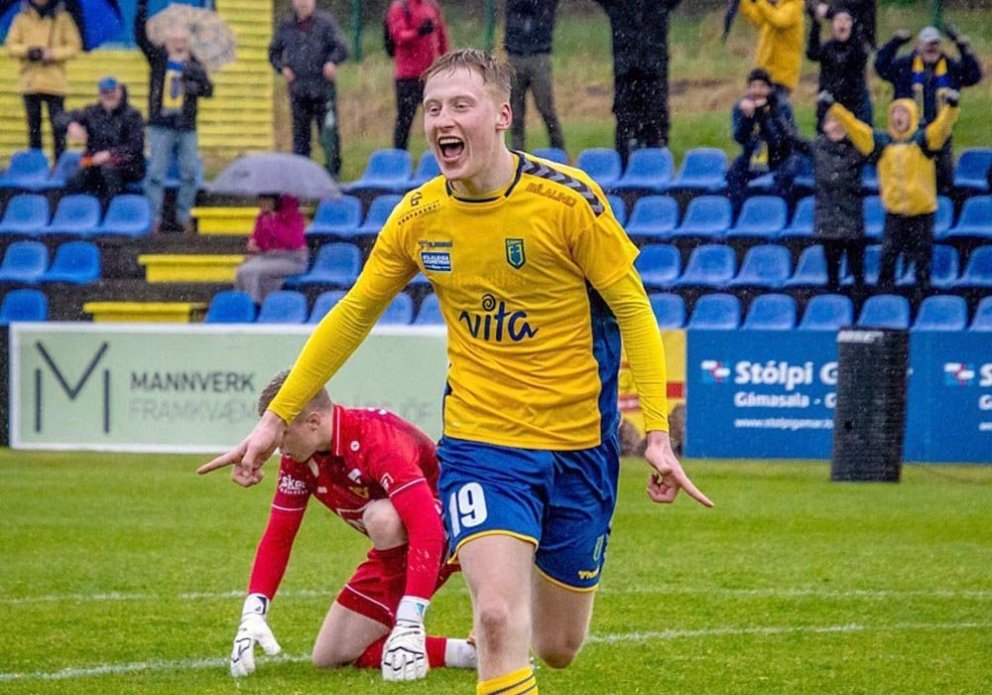 Hilmar Rafn í búningi Fjölnis sumarið 2021.