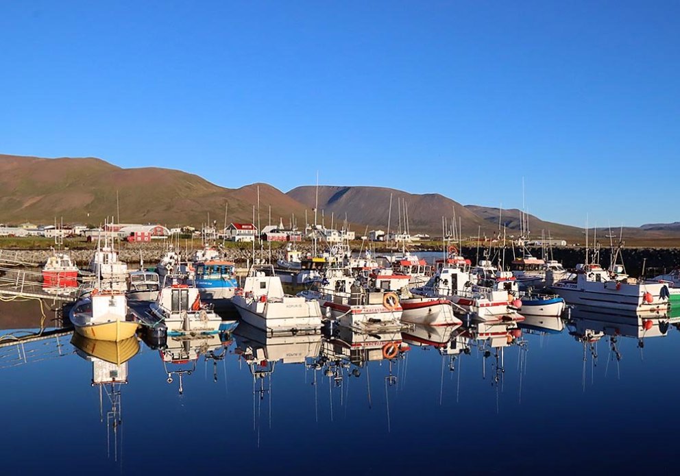 Fallegur logndagur á Skagaströnd. MYND: ÓAB