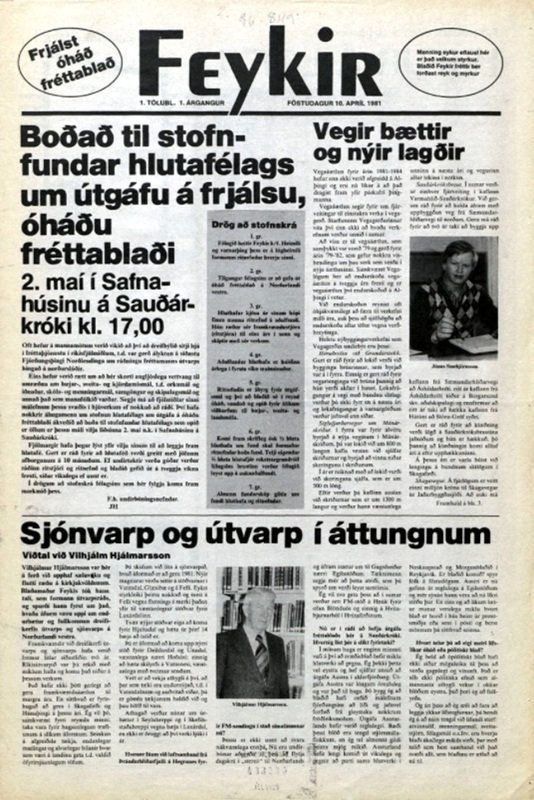 Forsíða fyrsta tölublaðs Feykis 16. apríl 1981.