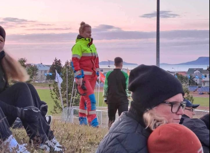 Hafdís Einarsdóttir í gæslu á Unglingalandsmótinu í sumar. Myndir teknar af Facebook-síðu Björgunarsveitin Skagfirðingasveit