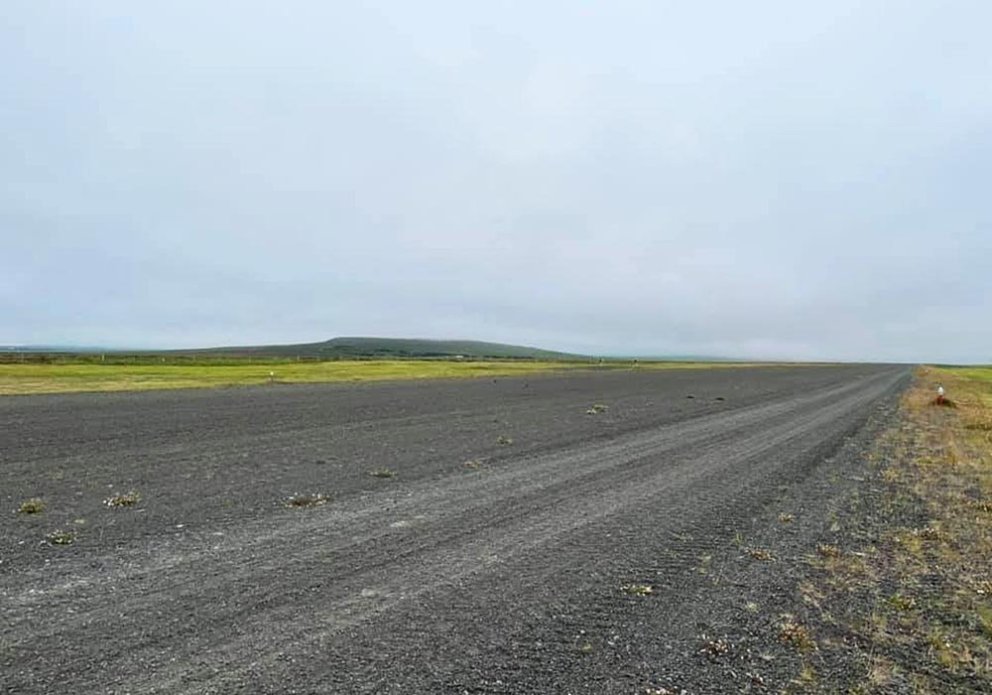 Frá Blönduósflugvelli sem, eins og sést, er án bundins slitlags. MYND AF FACEBOOK-SÍÐU BJARNA