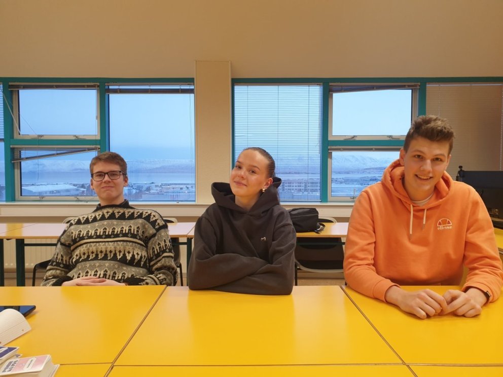 Alexander Victor, Steinunn Daníella og Atli Steinn sem keppa fyrir hönd FNV.