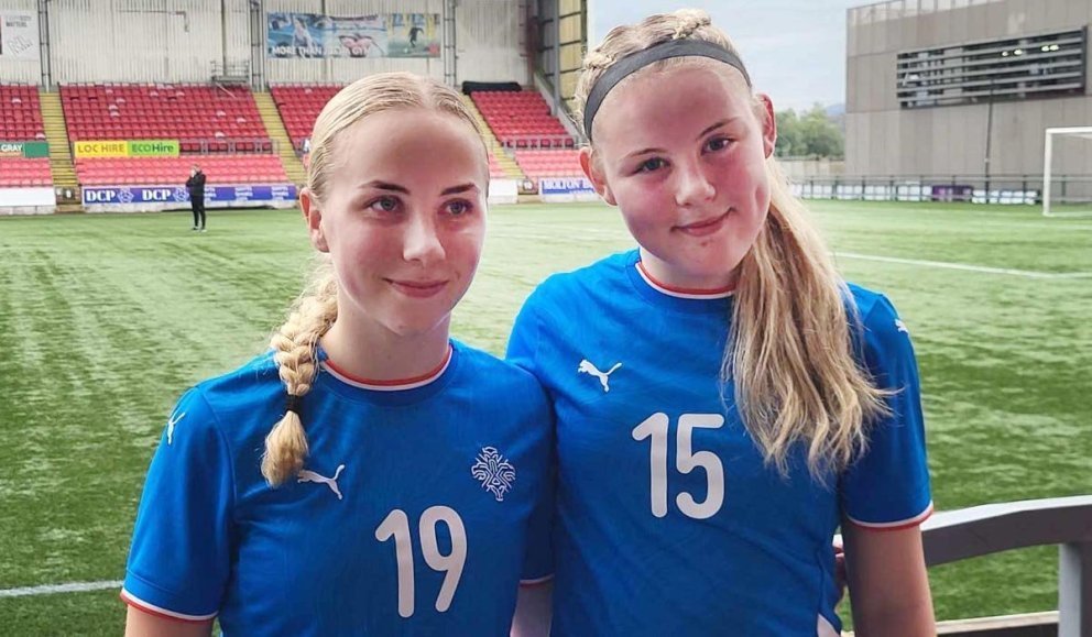 Elísa Bríet og Birgitta voru sprækar á Spáni í gær. AÐSEND MYND