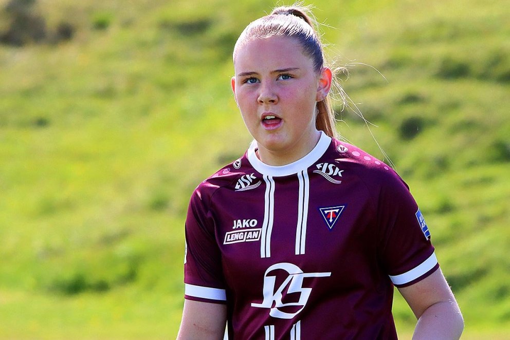Birgitta var með tvö mörk og eina stoðsendingu í leiknum í gær. MYND: ÓAB