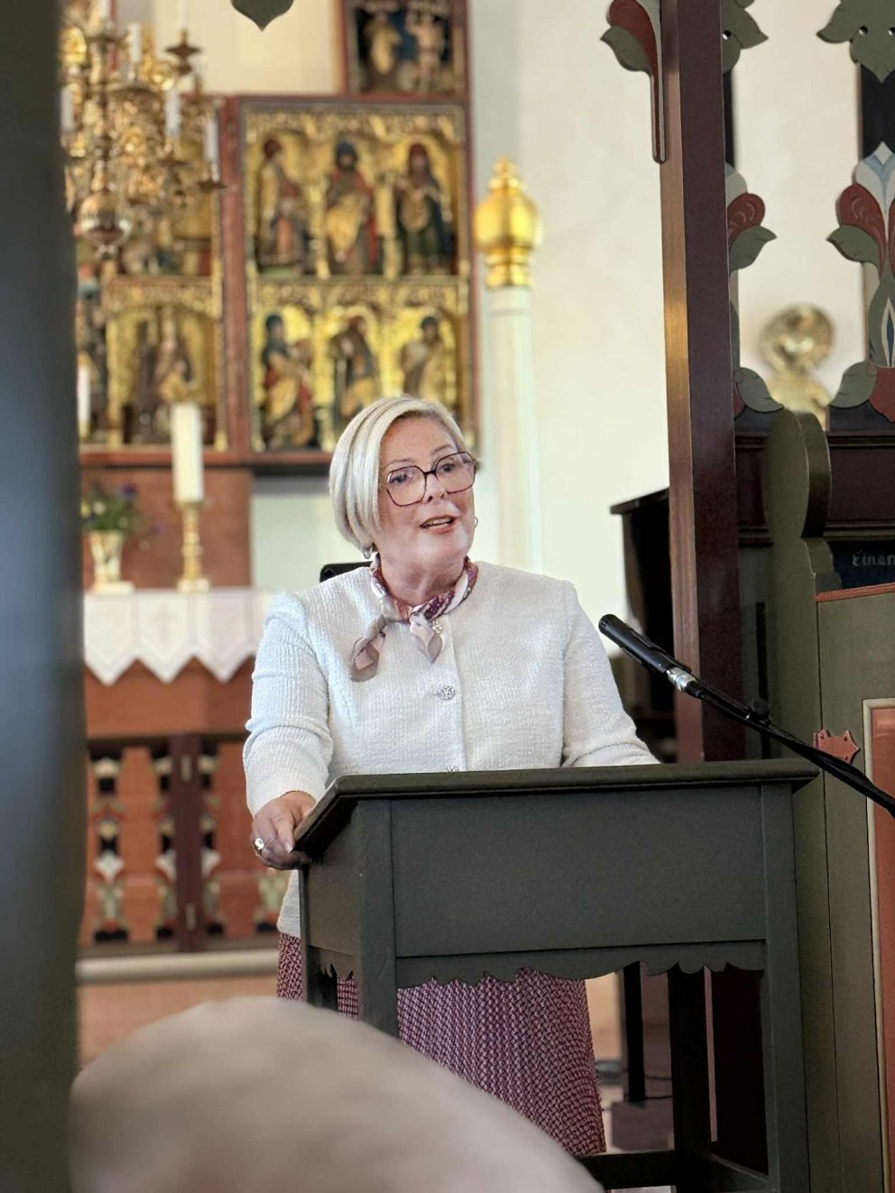 Frú Halla Tómasdóttir, forseti Íslands, flutti hátíðarræðuna á Hólahátíð að þessu sinni. MYNDIR: GUNNHILDUR GÍSLADÓTTIR