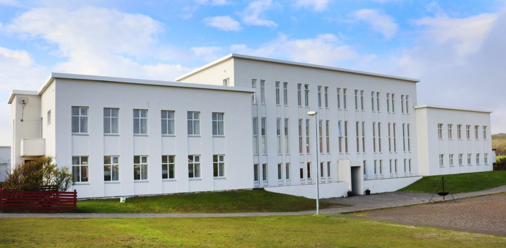 Héraðsskólinn á Reykjum í Hrútafirði. Mikil veikindi komu upp í skólanum í desember 1948. Skólinn var því settur í sóttkví og urðu nemendur að gera sér að góðu að eyða þar jólunum. Á neðstu myndinni má sjá Sauðárkrók á sjötta áratugnum. Í Skagafirði skráðu læknar vel á annað hundrað veikindatilfelli veturinn 1948-1949. MYND: Héraðsskjalasafn Skagfirðinga